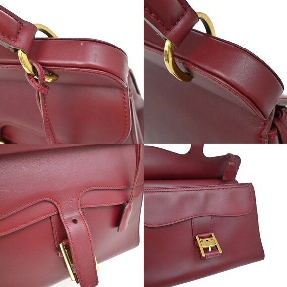 GUCCI Logo Top Handle Shoulder Hand Bag Leather Red GHW Italy - Picture 15 of 16